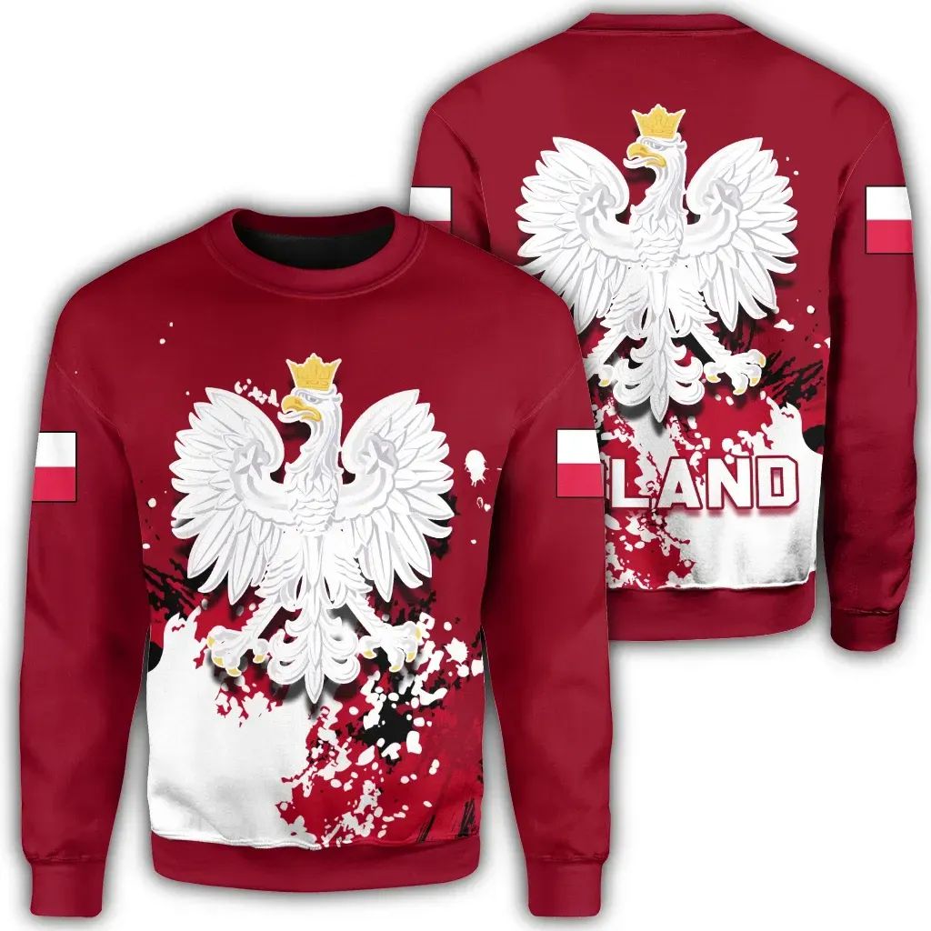 Poland Coat Of Arms Sweatshirt Spaint Style RLT7 - Wonder Print Shop