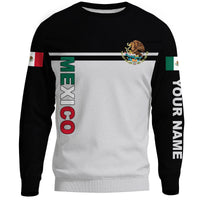 Unisex Mexico sweatshirt: coat of arms and MEXICO text, black sleeves, multicolor print