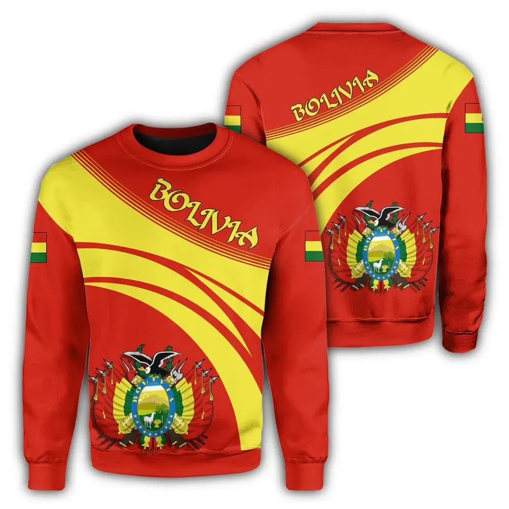 Bolivia Coat Of Arms Sweatshirt Cricket Style RLT6 - Wonder Print Shop