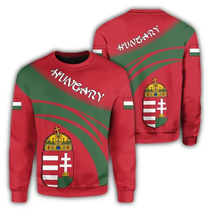 Hungary Coat Of Arms Sweatshirt Cricket Style RLT8 - Wonder Print Shop