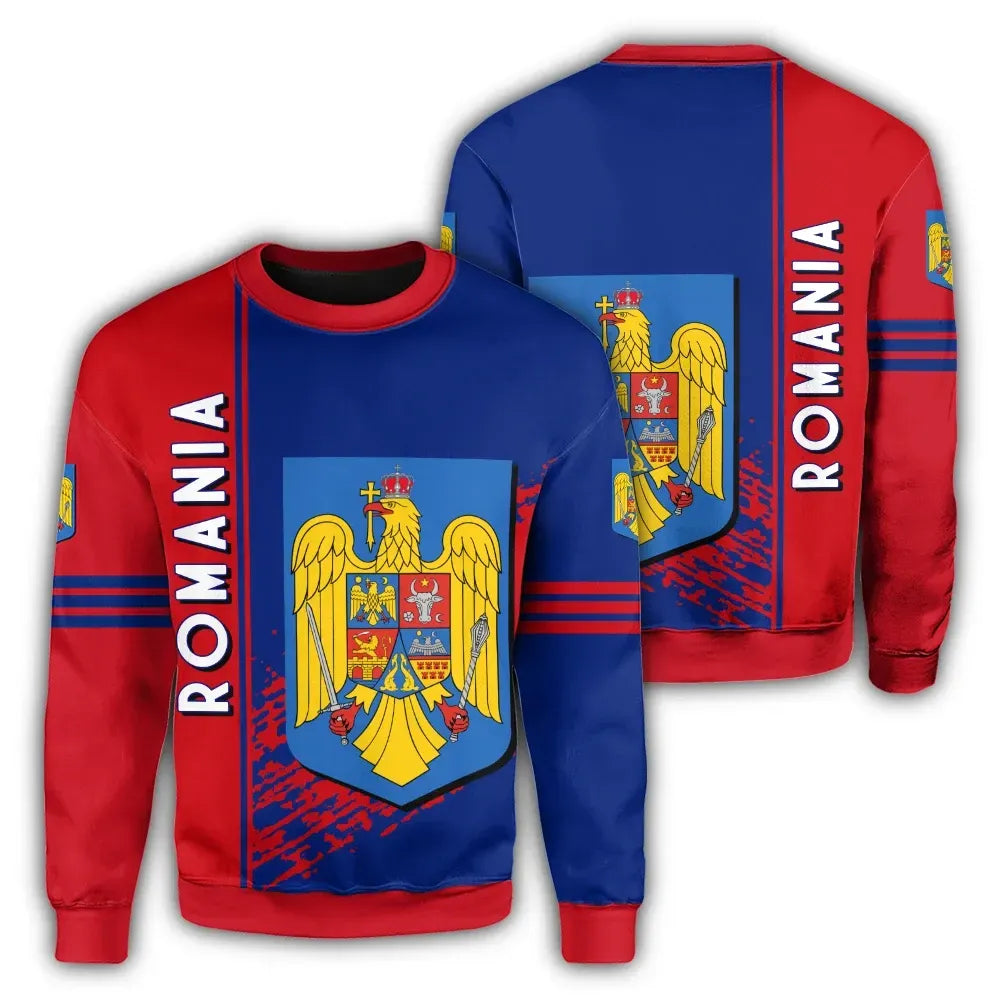 Romania Coat Of Arms Sweatshirt Quarter Style RLT13 - Wonder Print Shop