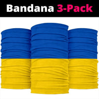 3-pack blue and yellow Ukraine flag bandanas, folded and stacked
