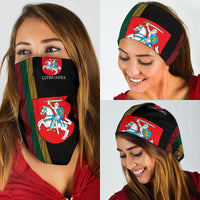 Lithuania neck gaiter, black with red crest and green–yellow–red stripe trim