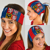 Bandana vlajky ČR přes oči, červená-modrá-bílá s barevným znakem