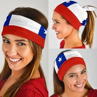 Chile flag headband/neck gaiter bandana, red white blue with star pattern