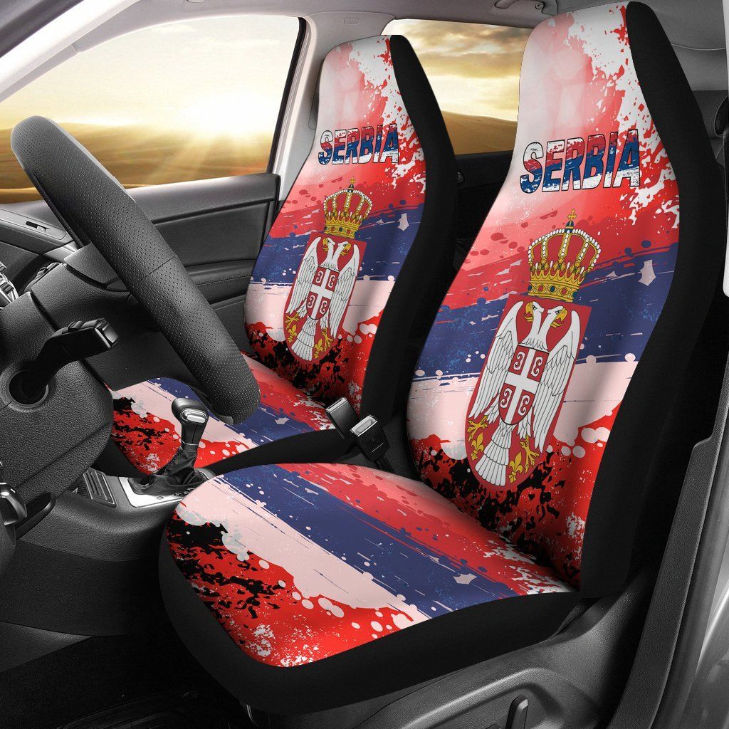 Serbia Car Seat Covers Serbia National Flag and Emblem RLT7 - Wonder Print Shop