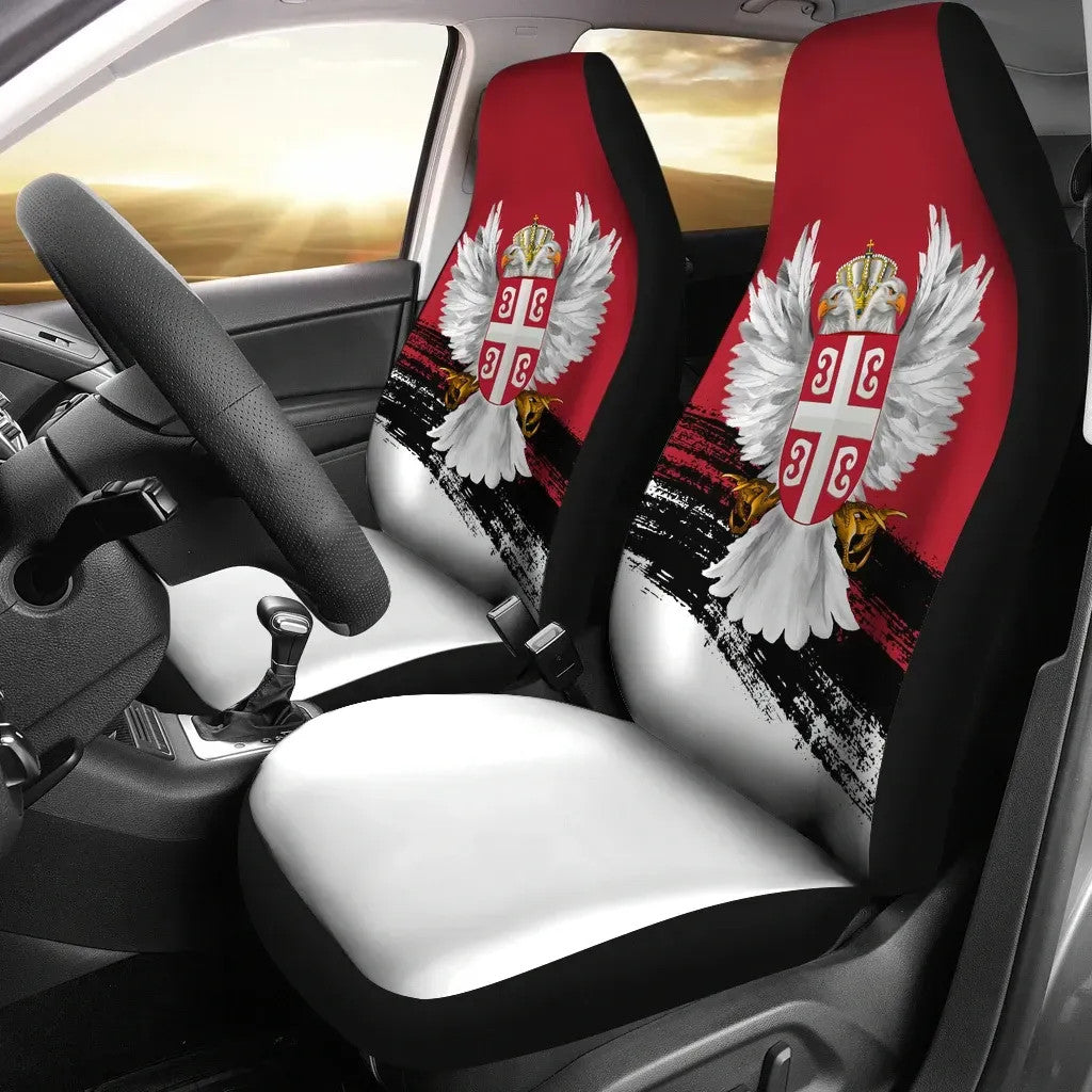 Serbia Car Seat Covers Serbian White Eagle Set Of Two RLT7 - Wonder Print Shop