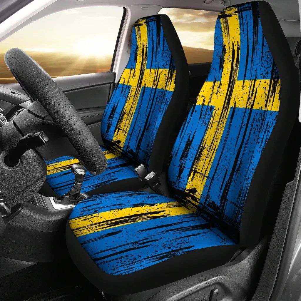 Sweden Grunge Flag Car Seat Cover RLT7 - Wonder Print Shop