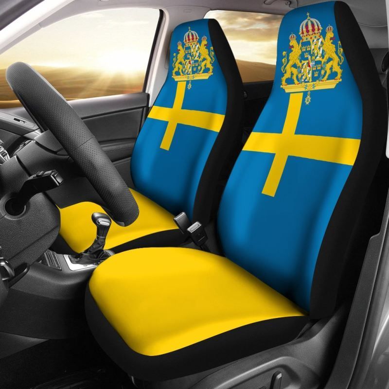 Sweden Flag and Coat Of Arms Car Seat Covers RLT7 - Wonder Print Shop