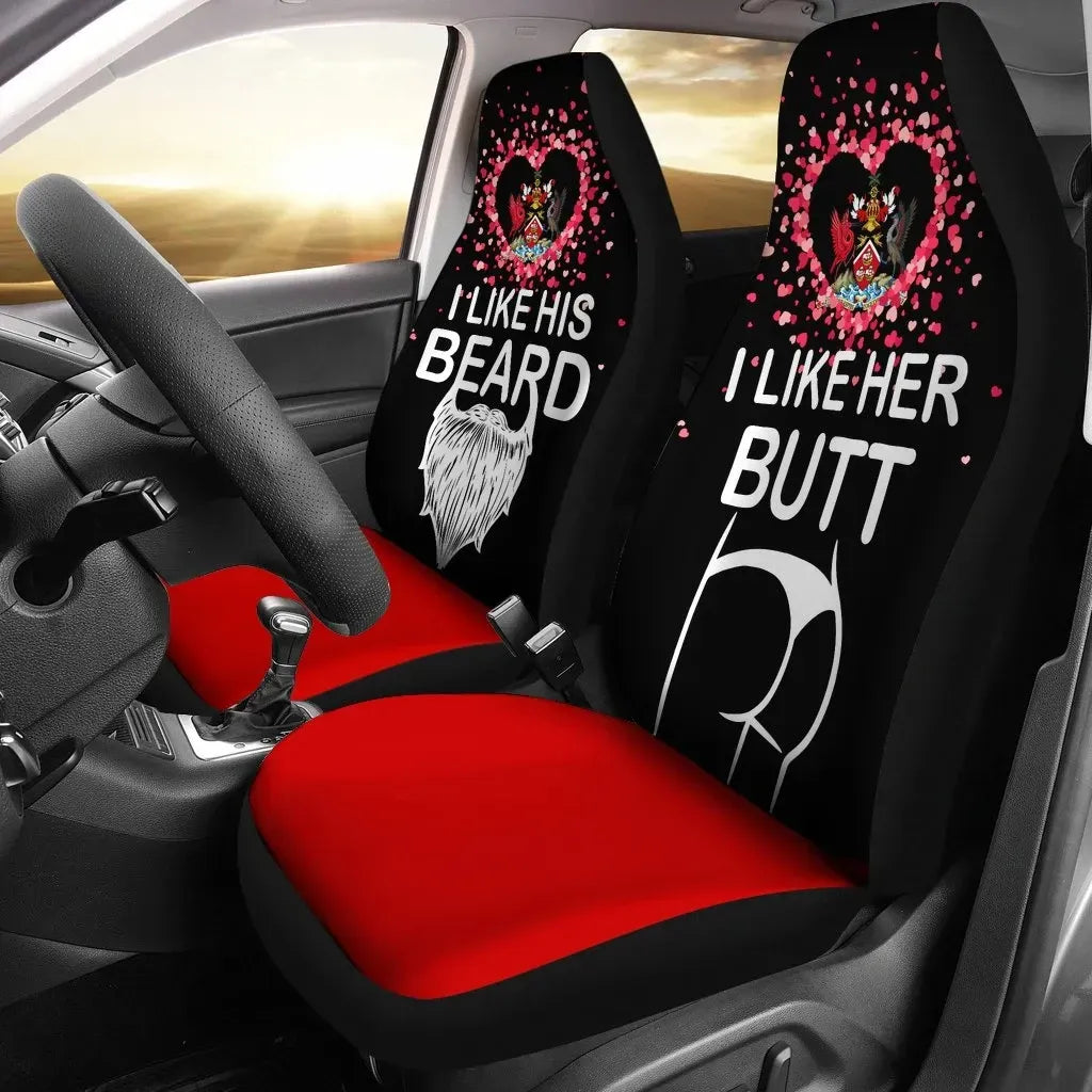 Trinidad and Tobago car_seat_cover Couple Valentine Her Butt His Beard (Set of Two) RLT6 - Wonder Print Shop