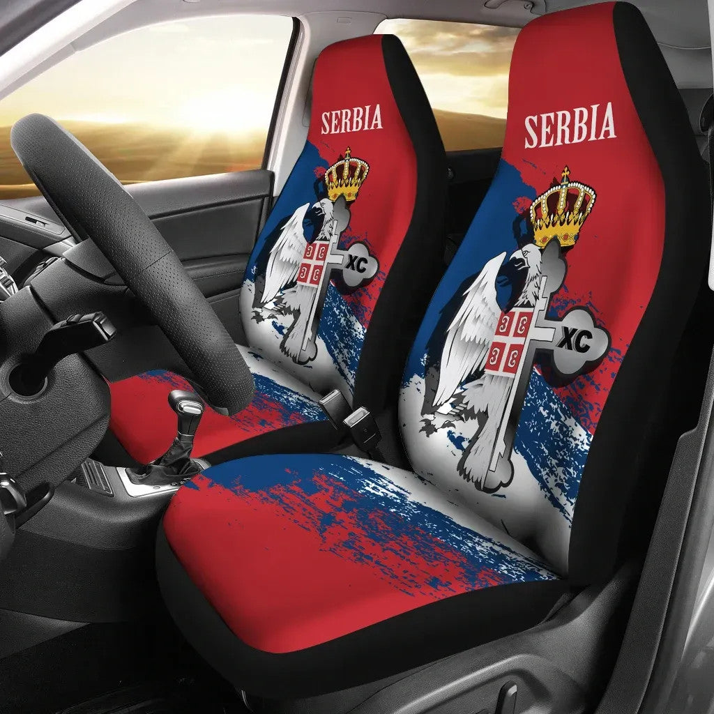 Serbia Car Seat Covers Serbian Eagle / Orthodox Cross RLT7 - Wonder Print Shop