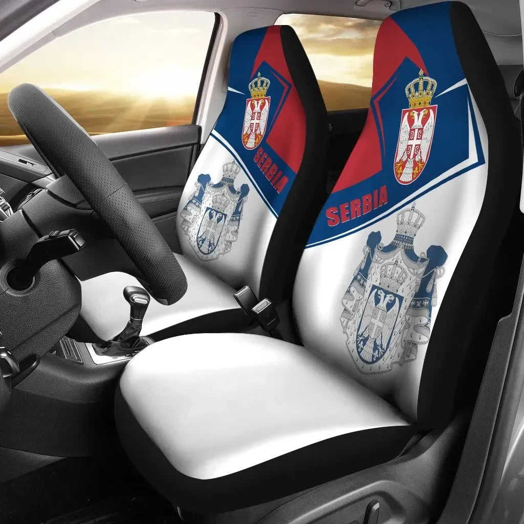 Serbia Car Seat Covers Coat Of Arms Flag Style RLT7 - Wonder Print Shop