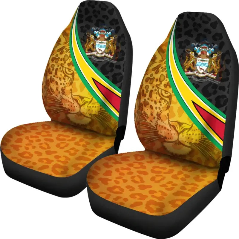 guyana-car-seat-covers-guyana-coat-of-arms-and-jaguar-patterns