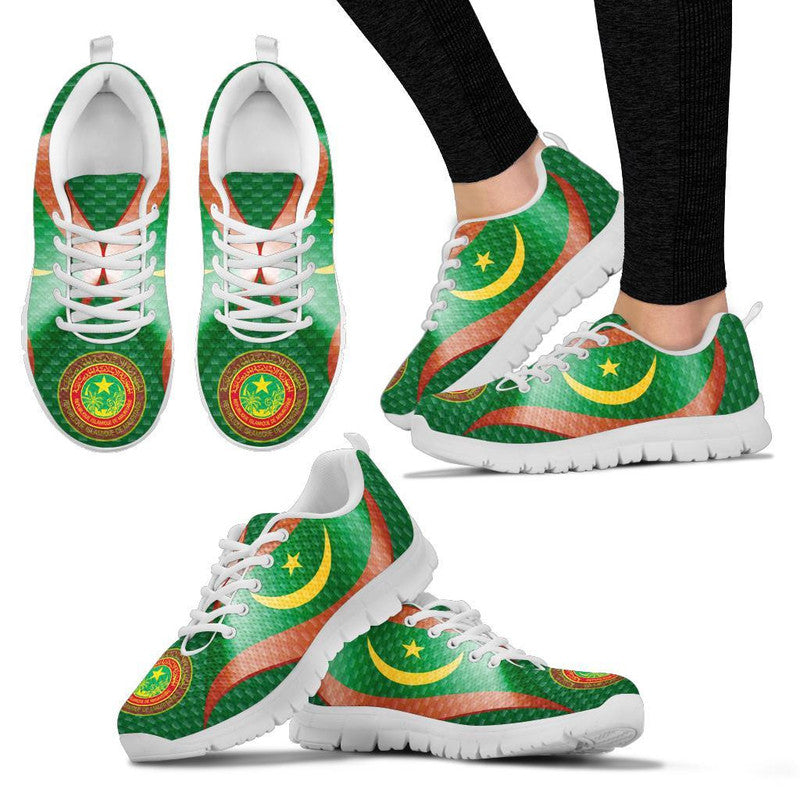 Mauritania Sneakers Mauritania Flag and Coat Of Arms Ver01 RLT12 - Wonder Print Shop