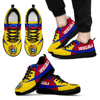 Venezuela active sneakers, colorful uppers with black sole, lace-up, side logo stripe