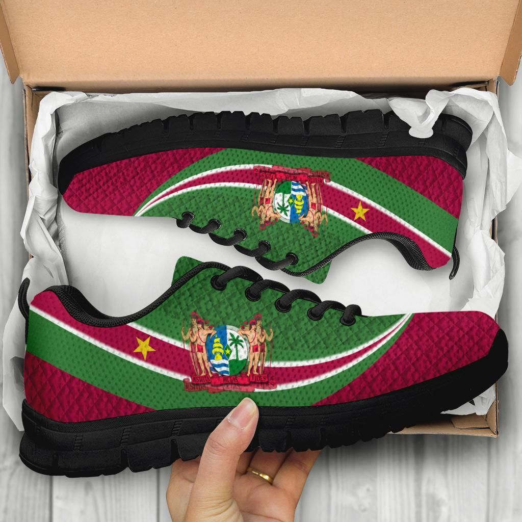 Suriname Sneakers Suriname Coat Of Arms and Flag Color RLT7 - Wonder Print Shop