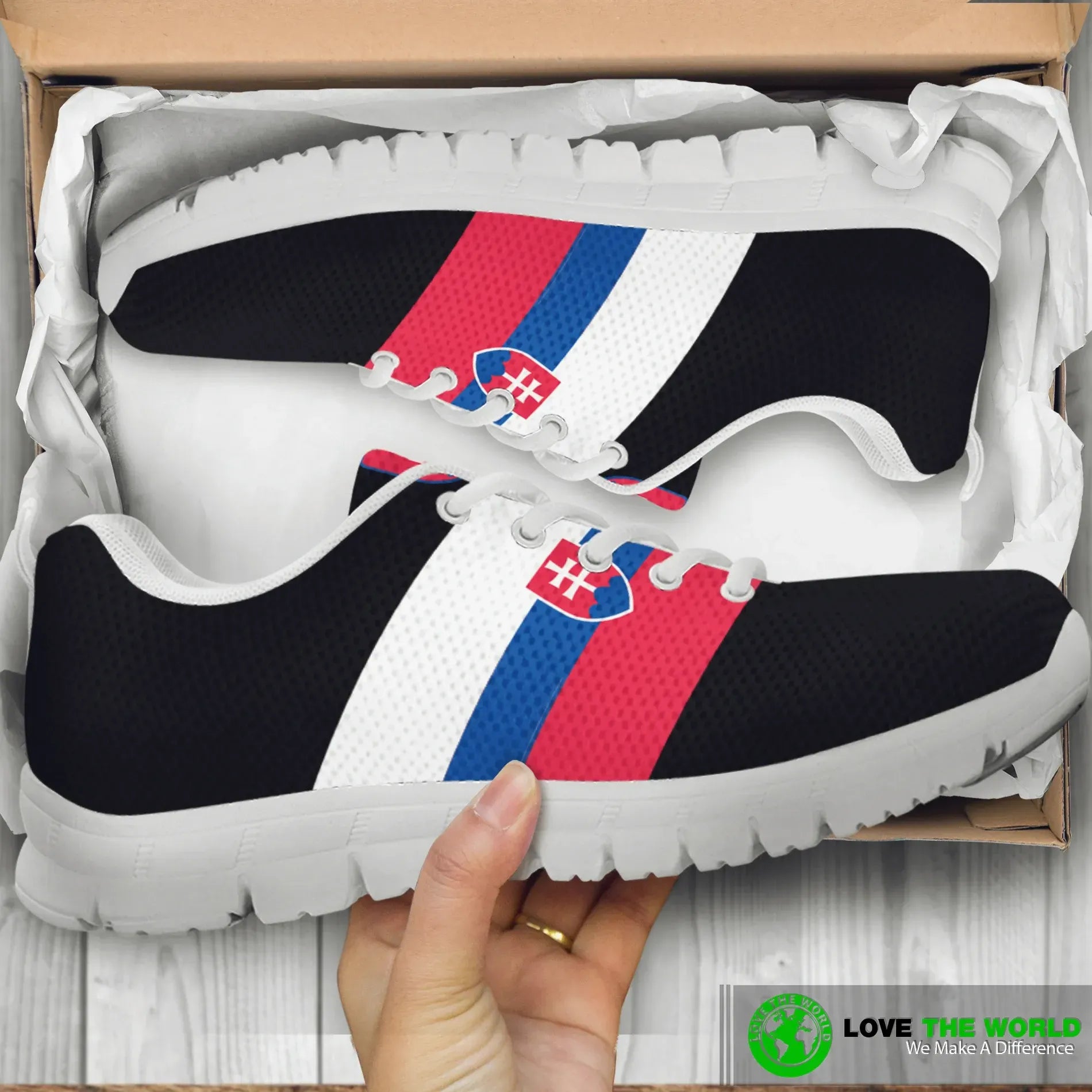 Slovakia Sneakers Flag Men/Women's Black/White Shoes 03 RLT13 - Wonder Print Shop