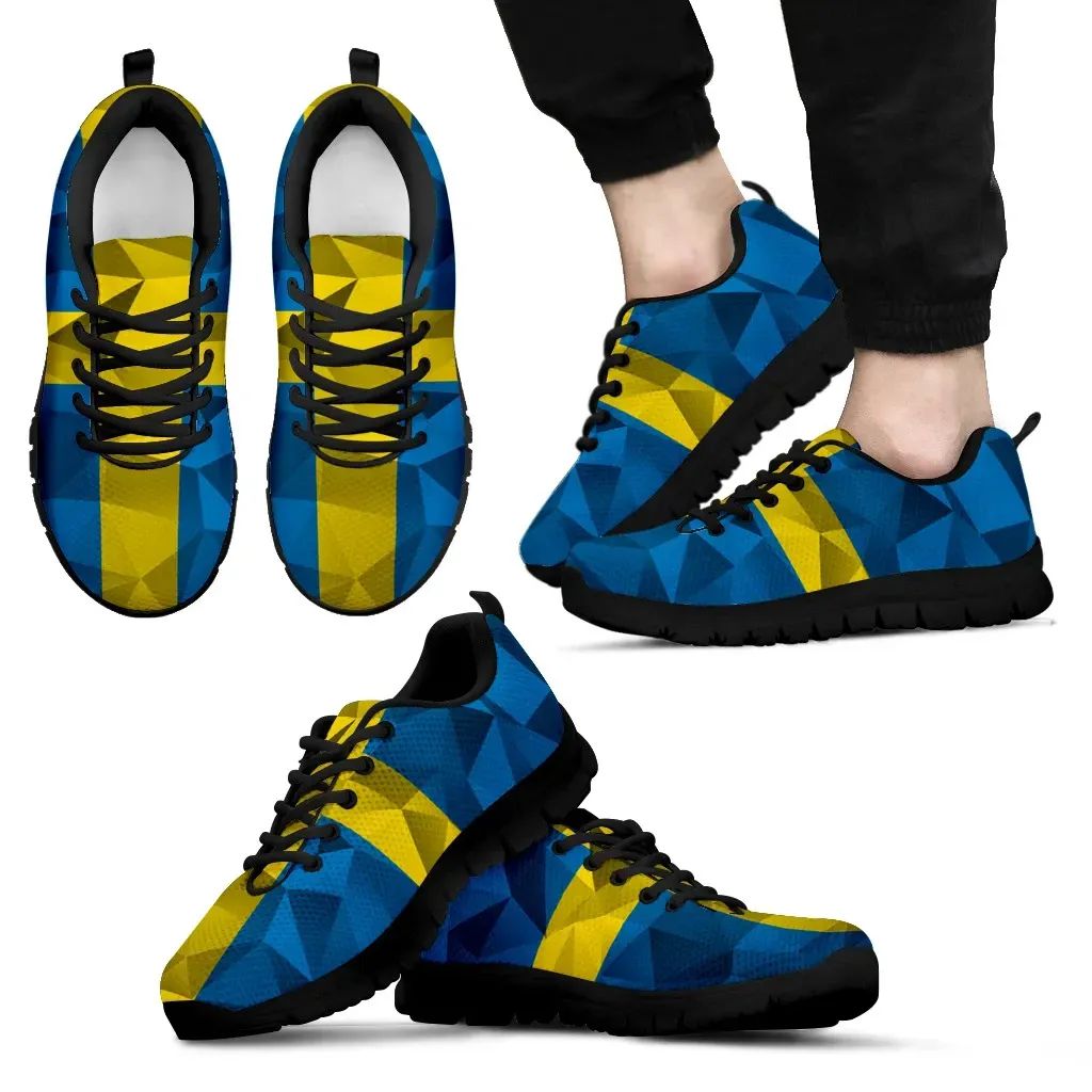 Polygonal Sweden Flag Sneakers RLT7 - Wonder Print Shop