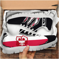 Sneakers Adamantium z polską flagą: orzeł, czerwono-białe pasy, czarna cholewka