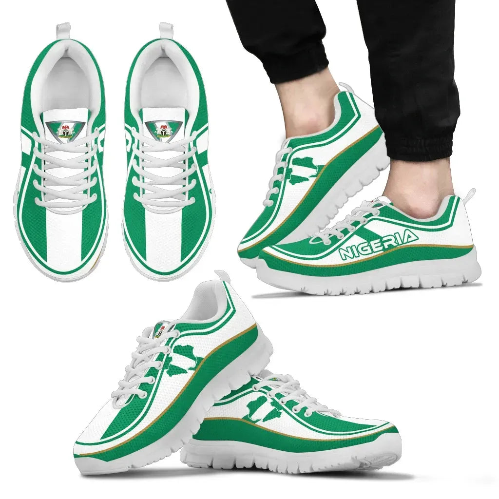 Nigeria Flag Map Sneakers RLT8 - Wonder Print Shop