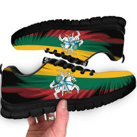 Lithuania flag print sneakers, black upper with multicolor crest, black sole