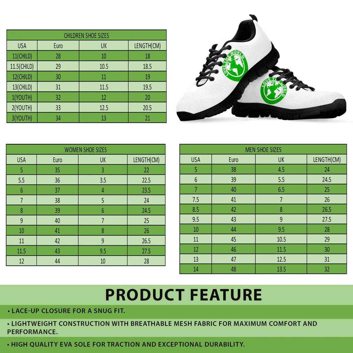 Flag print lace-up sneakers with circular green tongue logo and black sole