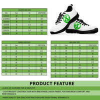Flag print lace-up sneakers with circular green tongue logo and black sole