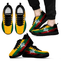 Lithuania flag print low-top sneakers, black laces, black sole, yellow green red panels
