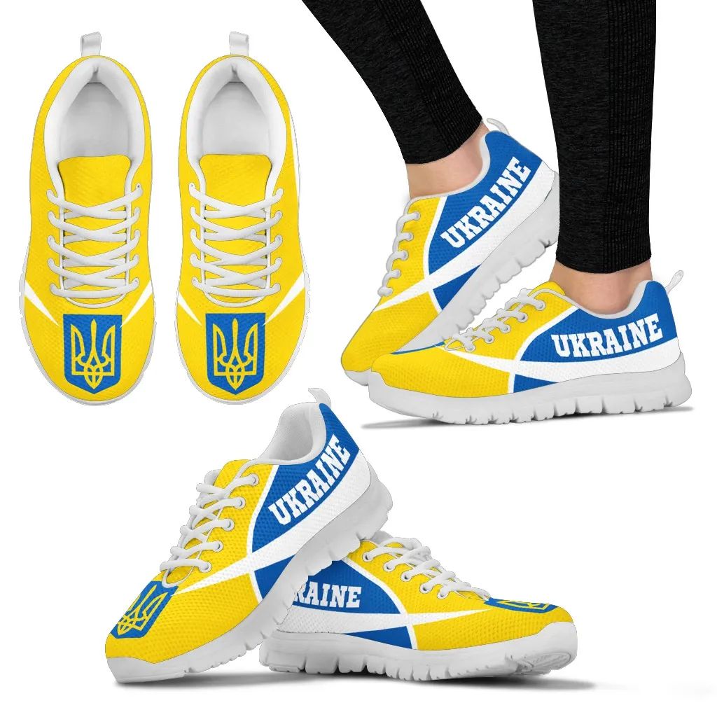 Ukraine active sneakers with white sole, yellow-and-blue panels, 'UKRAINE' logo on side
