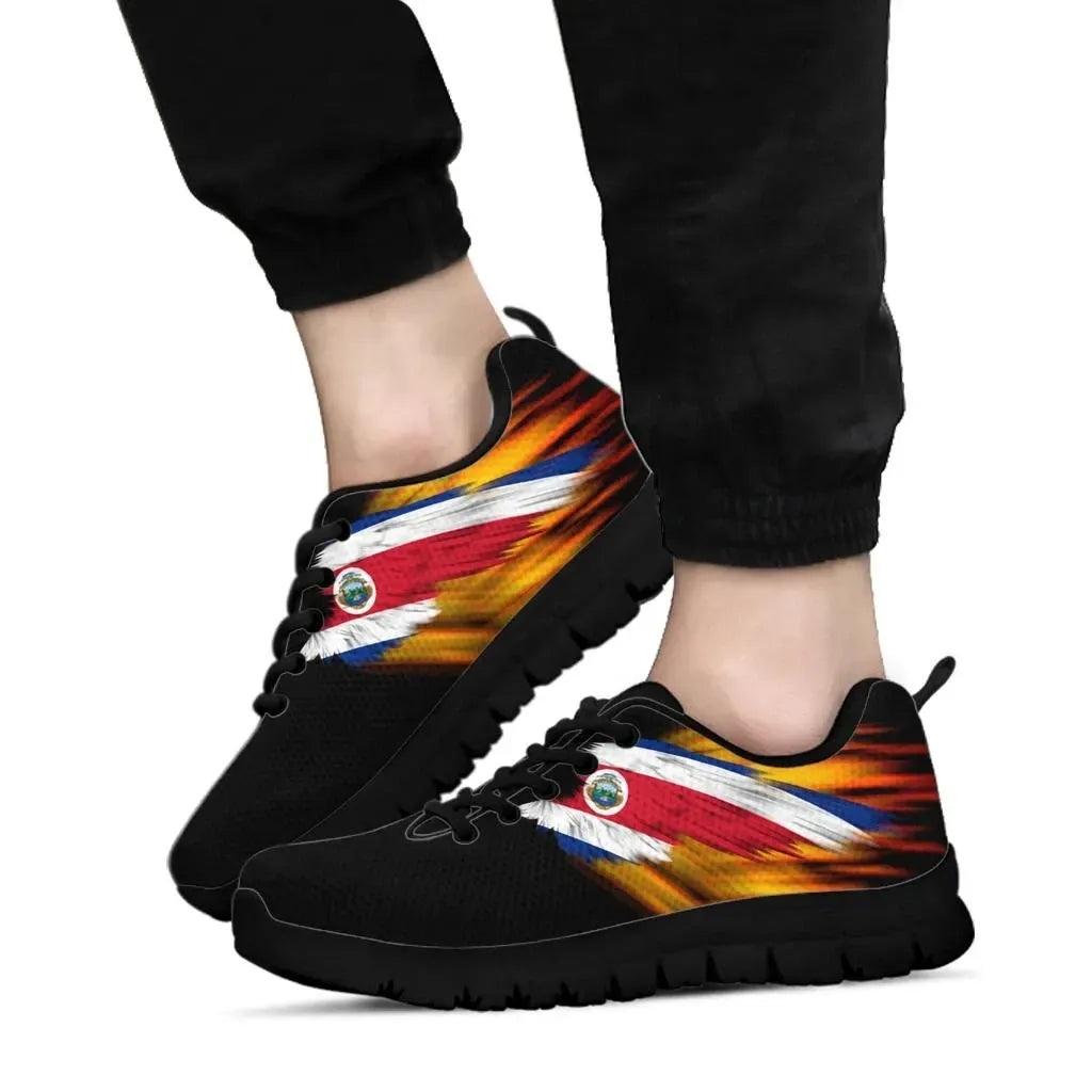 Costa Rica Sneakers Fire Wings and Flag RLT13 - Wonder Print Shop