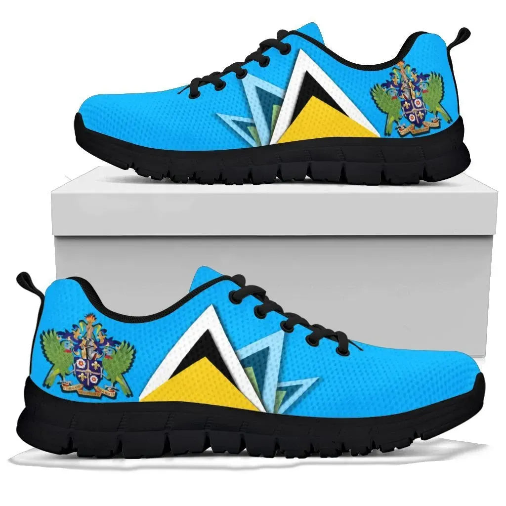 Saint Lucia Sneakers Flag With Coat Of Arms RLT6 - Wonder Print Shop