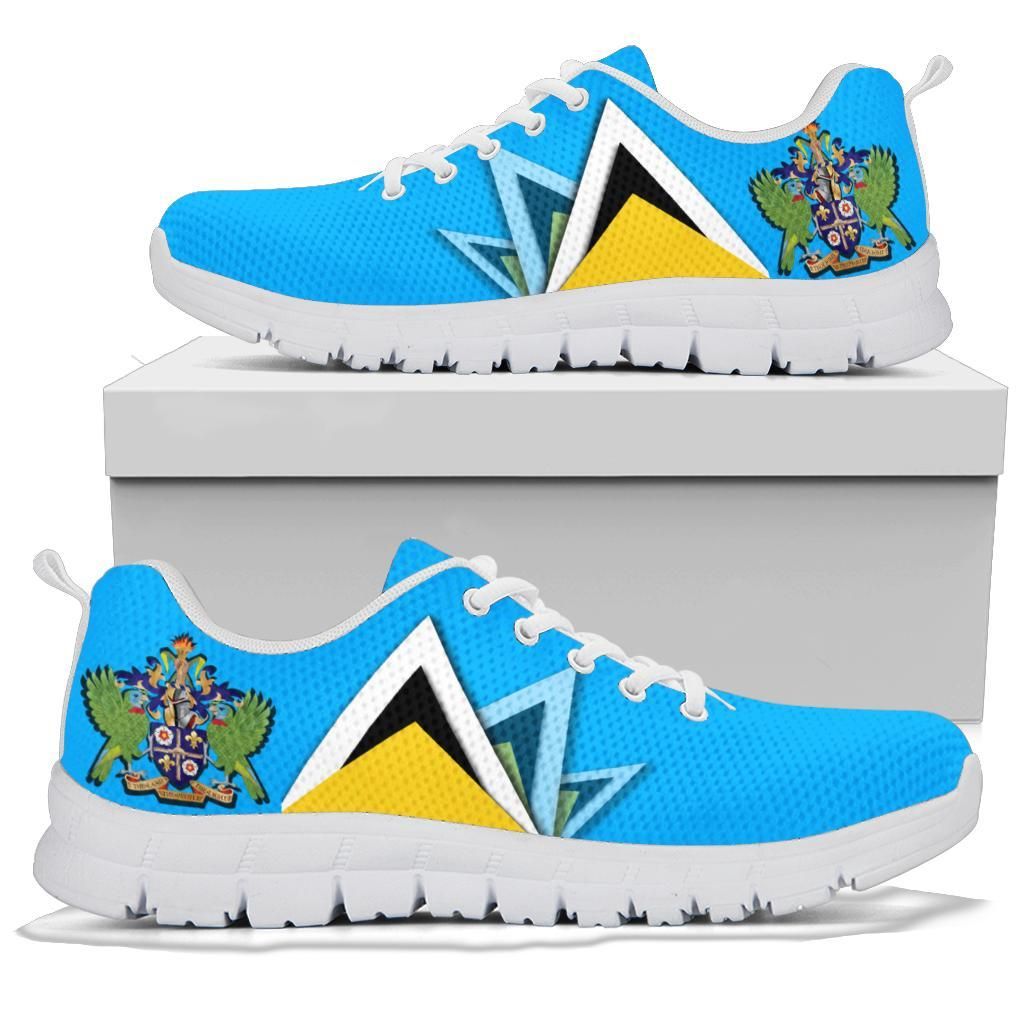Light-blue Saint Lucia sneakers with crest print, white tread sole