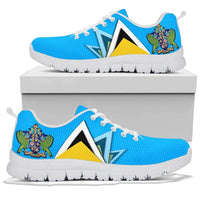 Light-blue Saint Lucia sneakers with crest print, white tread sole
