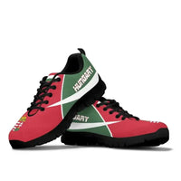 Hungary active sneakers, green and red colorblocked with black outsole and lace-up