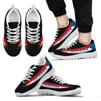 Czech Republic Heartbeat sneakers set, black with multicolor stripe details; white sole