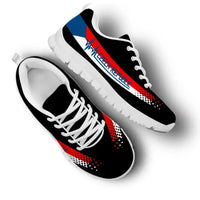 Czech Republic Heartbeat sneakers, black upper with multicolor stripe; white sole