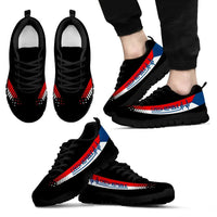 Czech Republic Heartbeat sneakers, black design with multicolor stripe; black sole