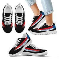 Czech Republic Heartbeat sneakers set, black upper with multicolor stripe; white sole