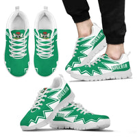 Green Nigeria sneakers with white zigzag graphic, white laces and white sole