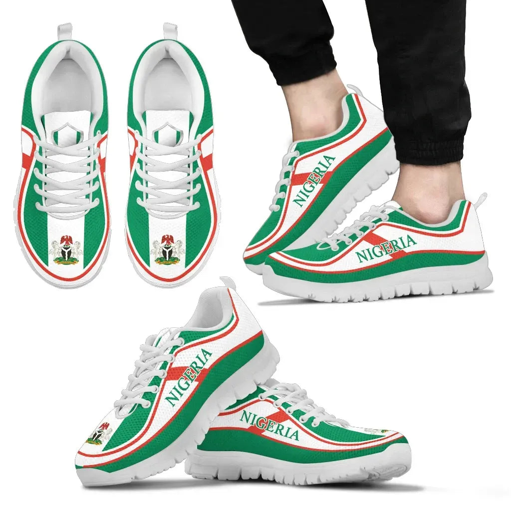 Nigeria Flag Color Sneakers RLT8 - Wonder Print Shop