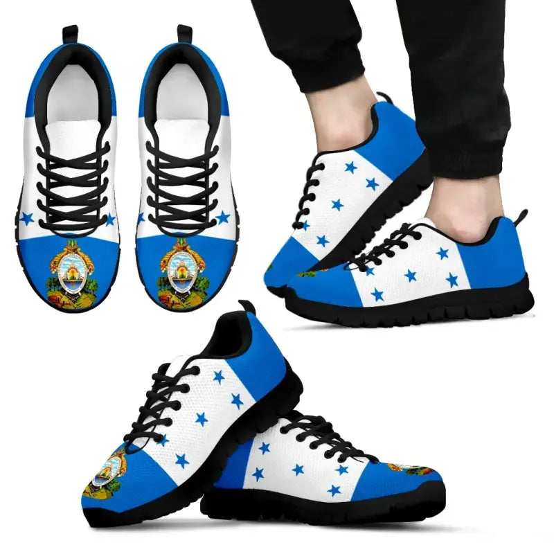 Honduras Sneakers - Honduras Flag and Coat Of Arms Mens/Womens/Kids Shoes RLT8 - Wonder Print Shop