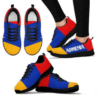 Armenia flag sneakers set: blue red yellow, black laces, white and black sole options