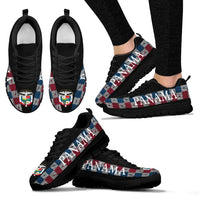 Panama United sneakers set, black upper with multicolor plaid PANAMA detail, black sole