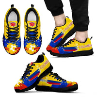 Colombia flag print sneakers with black sole and yellow-blue-red upper design