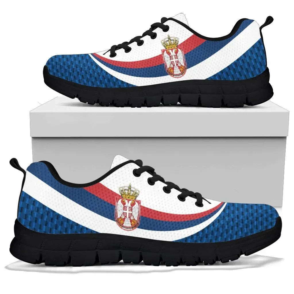 Serbia Sneakers Black Serbia Flag Blue RLT7 - Wonder Print Shop