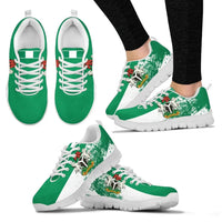 Green Nigeria-themed low-top sneakers with white stripe, white laces, white sole
