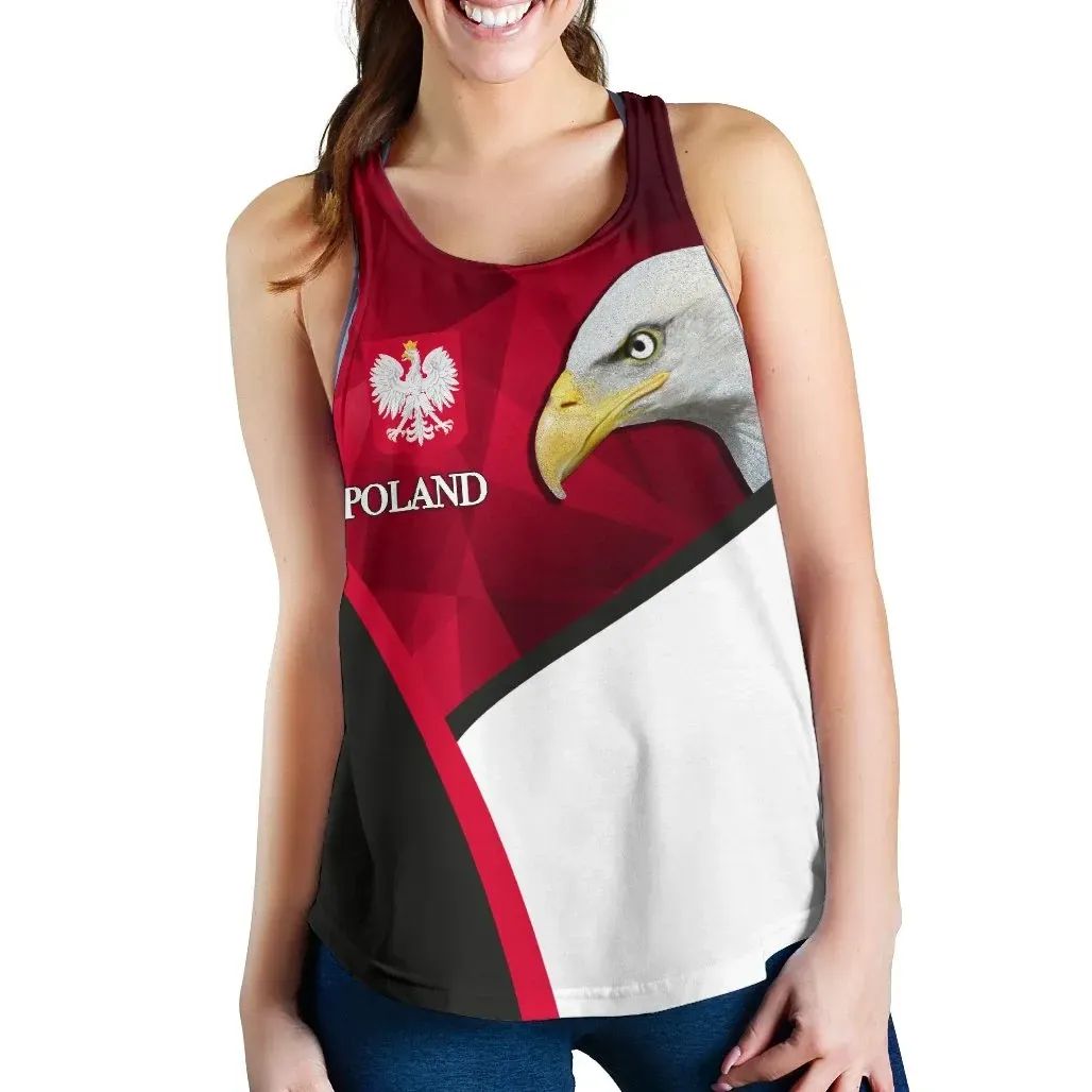 Poland Women Racerback Tank White Eagle Version RLT7 - Wonder Print Shop