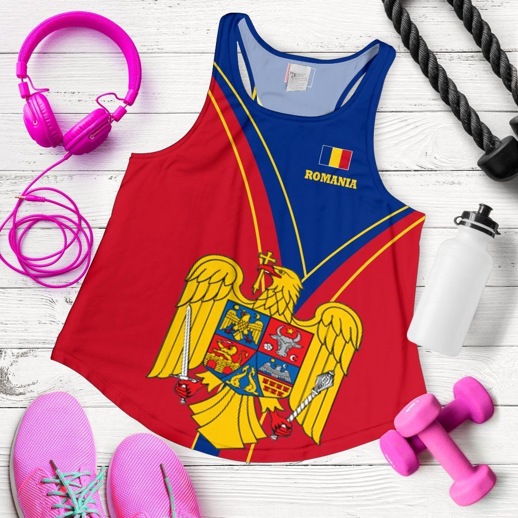 Romania Women's Racerback Tank, Romanian Pride RLT13 - Wonder Print Shop