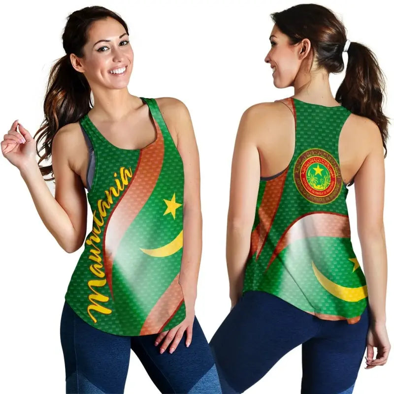 Mauritania Women's Racerback Tank, Mauritania Flag and Coat Of Arms RLT12 - Wonder Print Shop