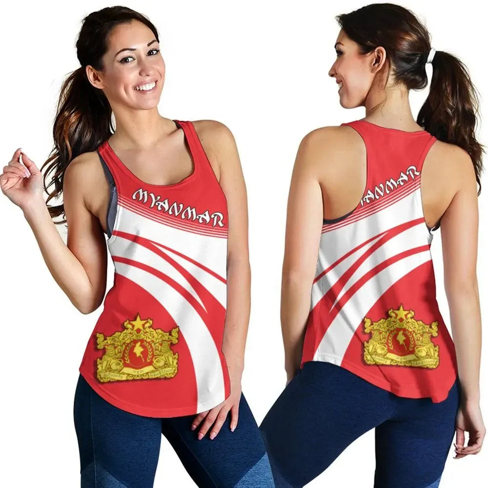 Myanmar Coat Of Arms Women Tanktop Cricket RLT7 - Wonder Print Shop